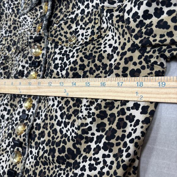Vtg Laura Ashley Leopard Print Jacket Small Statement Shacket Gems Maximalist - Picture 7 of 8